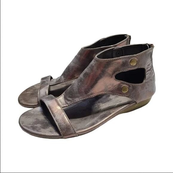 Corkys Shoes - Corkys Sz 9 Women's Silver Pewter Amelia Wedge Sandal